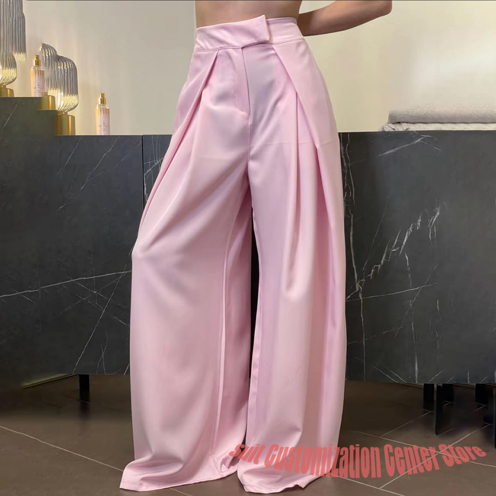 Formal Attire Woman - Celana Panjang Wanita Satin Pink Pinggang