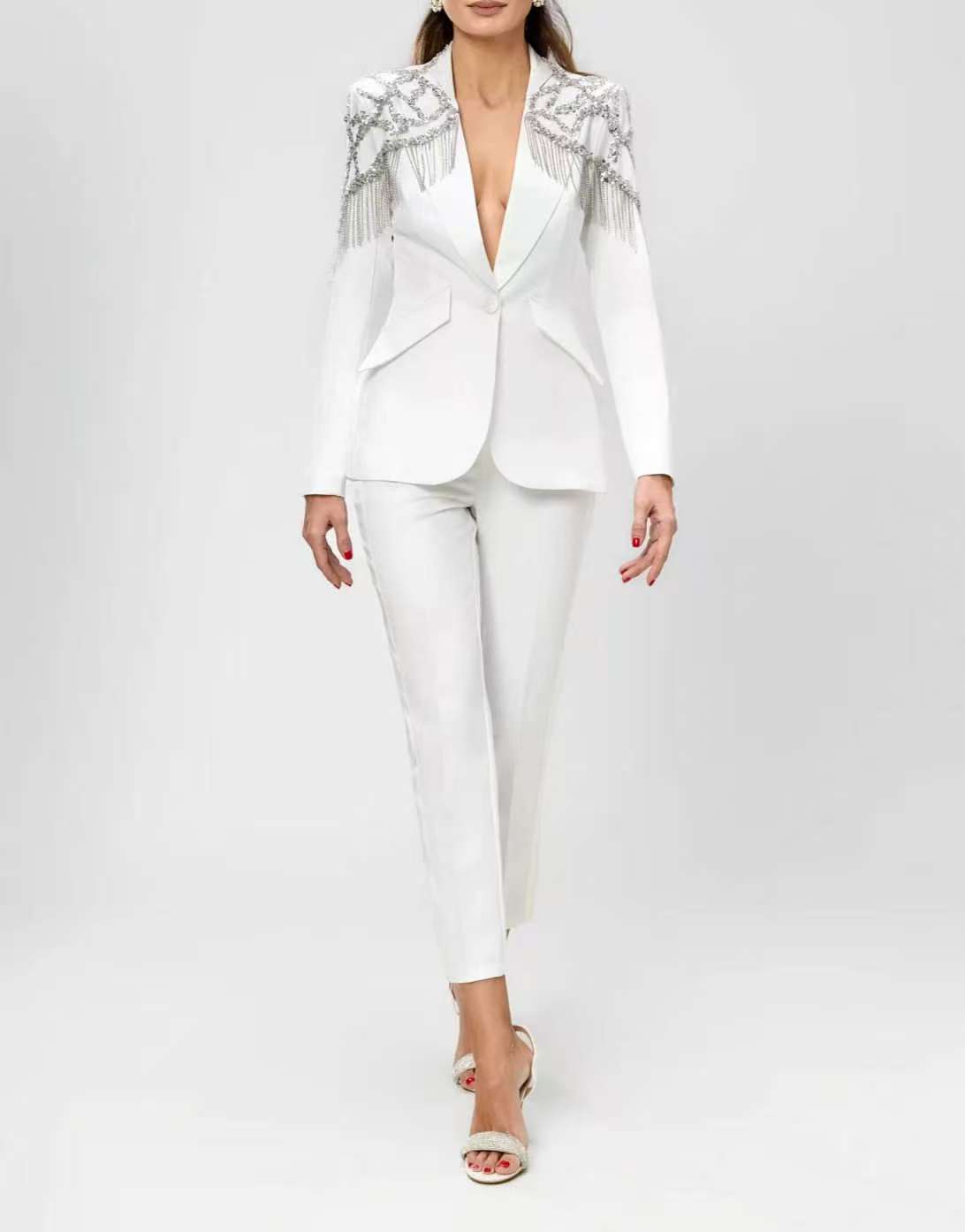 Women'S Formal Wear For Wedding Guest - Set Setelan Wanita Manik-manik Kristal 2
