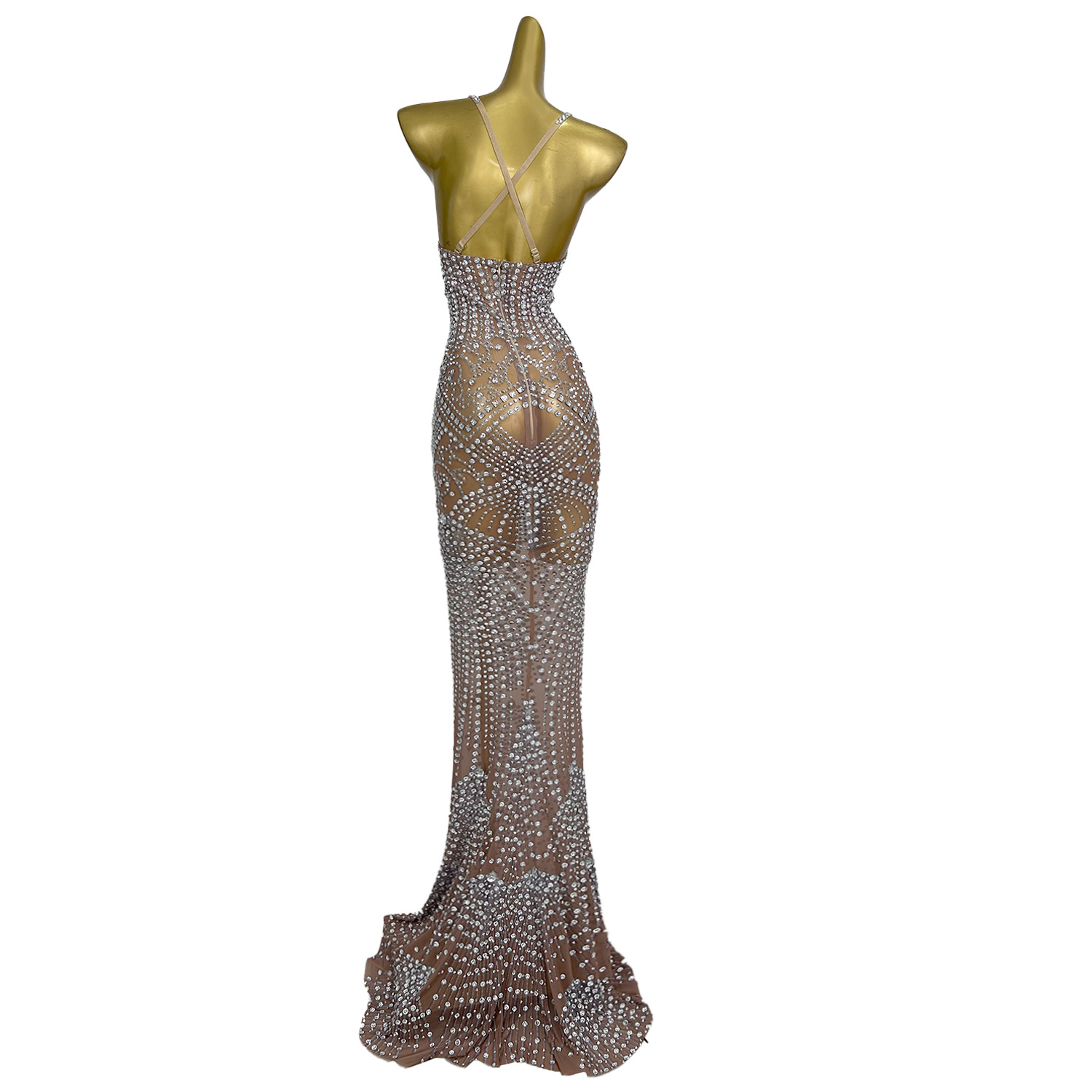 Women'S Formal Dinner Wear - Gaun pesta panjang berpayet transparan seksi