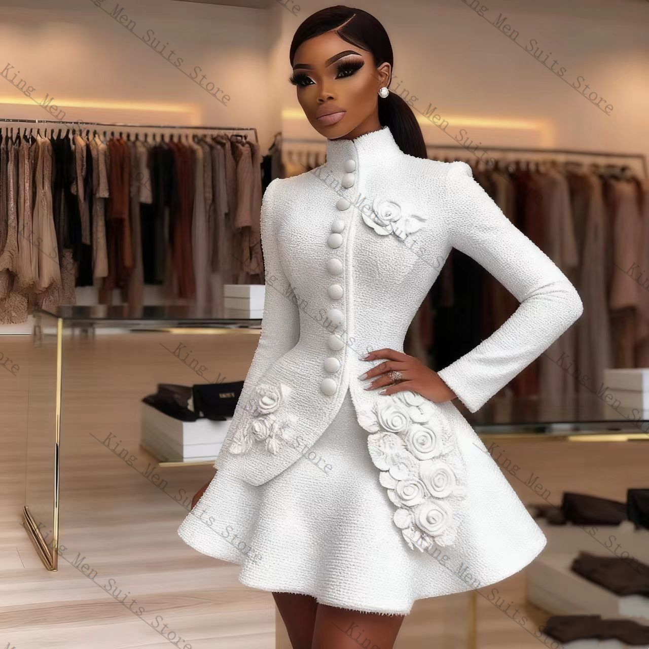 Women'S Formal Wear For Wedding Guest - Setelan Jas Wanita Mewah Warna Putih