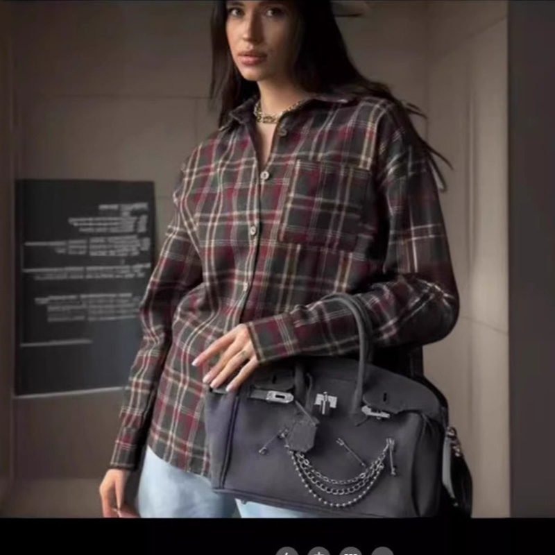 Women'S Formal Wear Suits - Blus Wanita Kotak-kotak Longgar Mode 2025