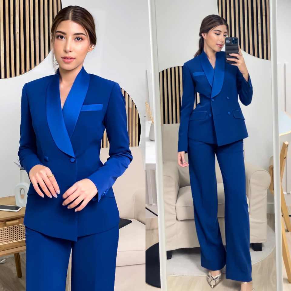 Women'S Formal Wear For Girls - Setelan Jaket Wanita Biru Royal, Kustomisasi,