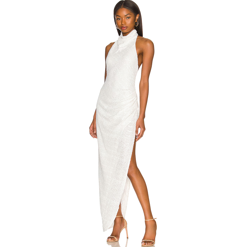 Women'S Formal Wear For Wedding Guest - Gaun Malam dengan Kerah Halter Berwarna