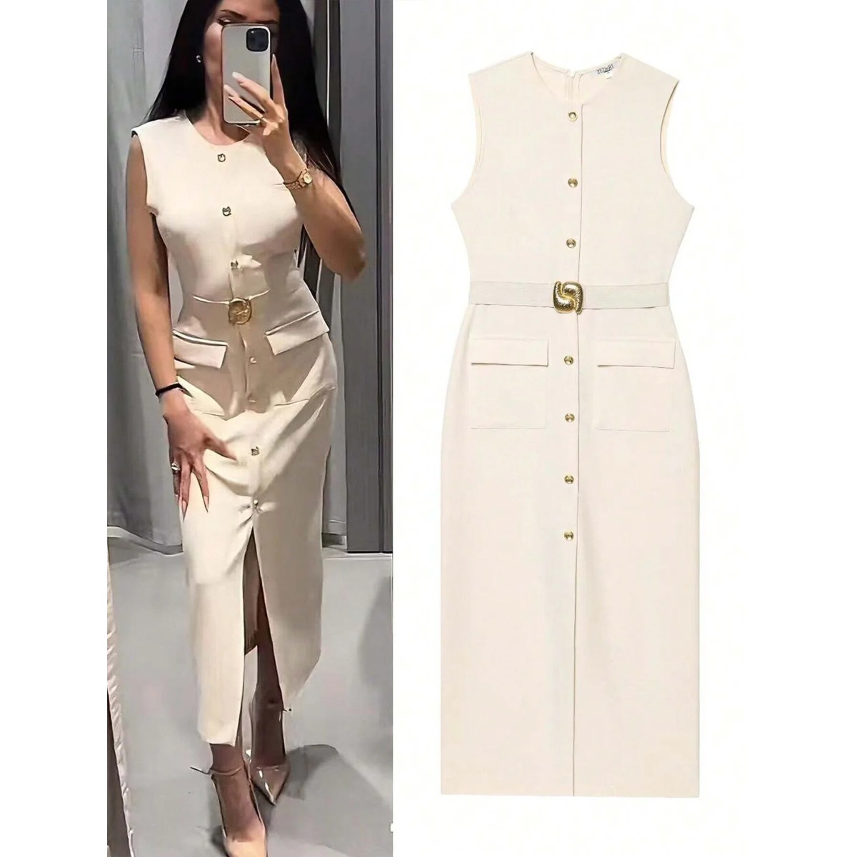 Women'S Formal Dinner Wear - Gaun Wanita Tanpa Lengan Kerah Bulat