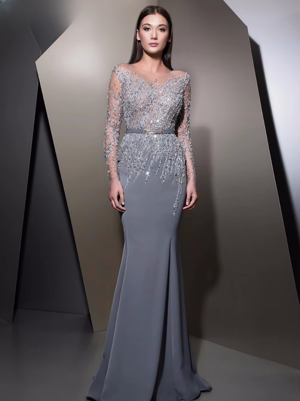 Gaun Malam Lengan Panjang GRAC - Women'S Formal Dinner Wear ulasan dan harga