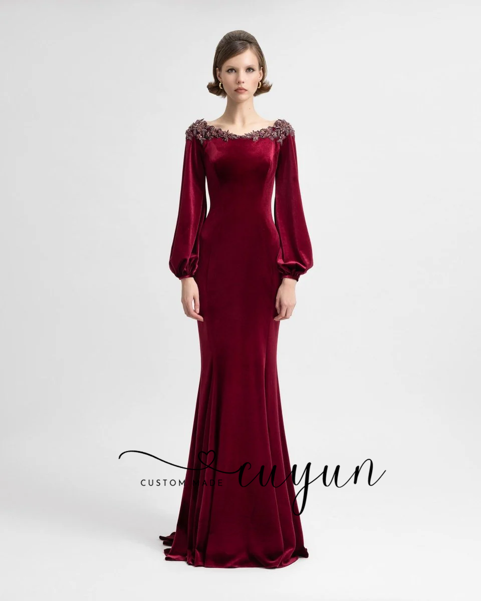Gaun Malam Semi-Mermaid Burgun - Women'S Formal Dinner Wear ulasan dan harga