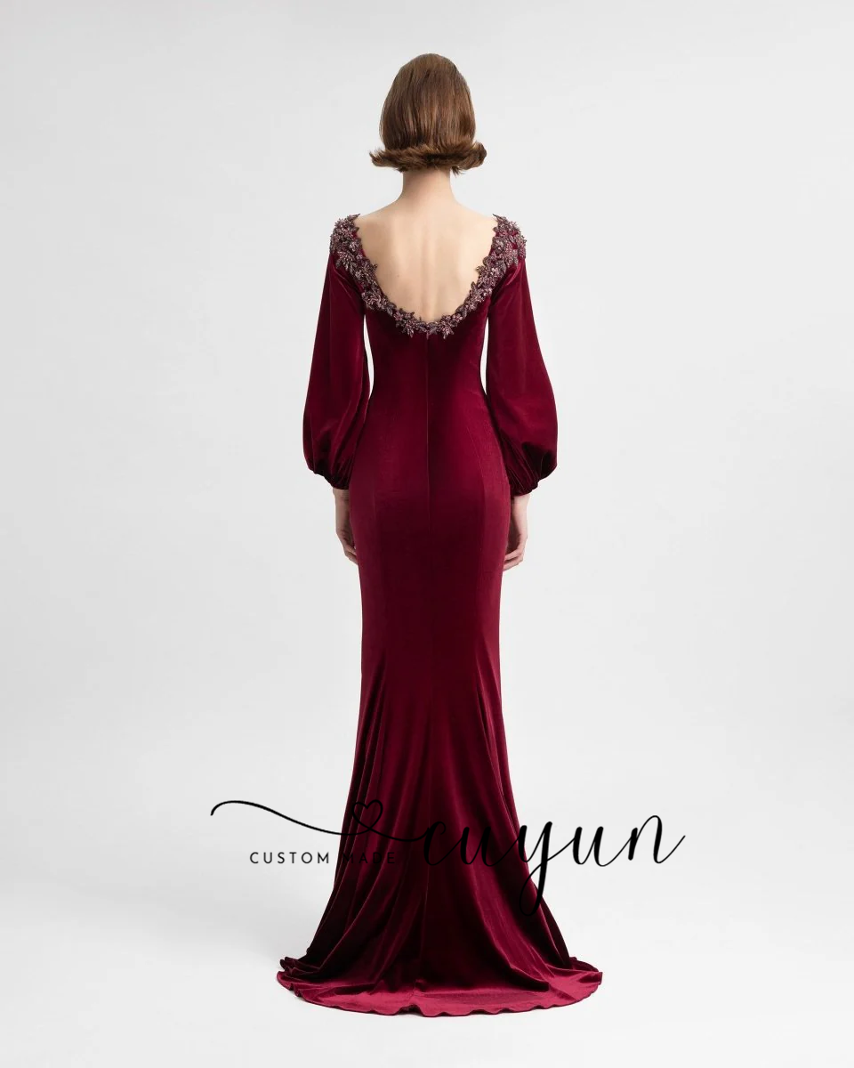 Gaun Malam Semi-Mermaid Burgun - Women'S Formal Dinner Wear ulasan dan harga