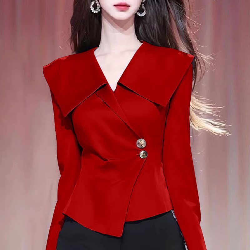 Blus Lengan Panjang Warna Polo - Women'S Formal Wear Suits ulasan dan harga