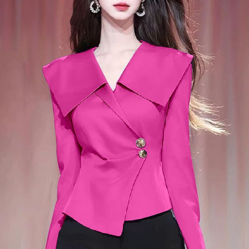 Blus Lengan Panjang Warna Polo - Women'S Formal Wear Suits ulasan dan harga