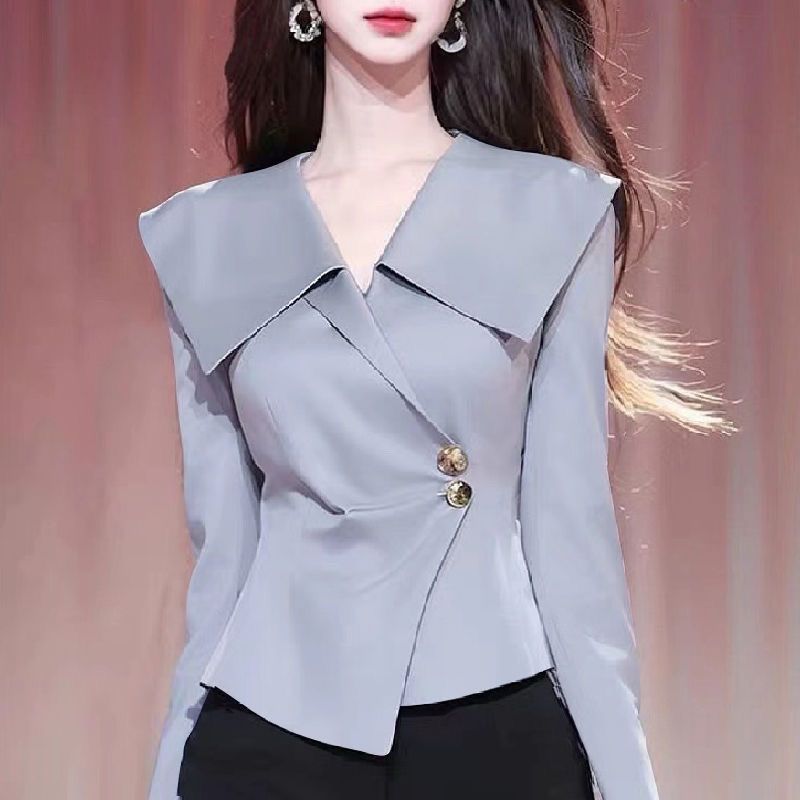 Blus Lengan Panjang Warna Polo - Women'S Formal Wear Suits ulasan dan harga