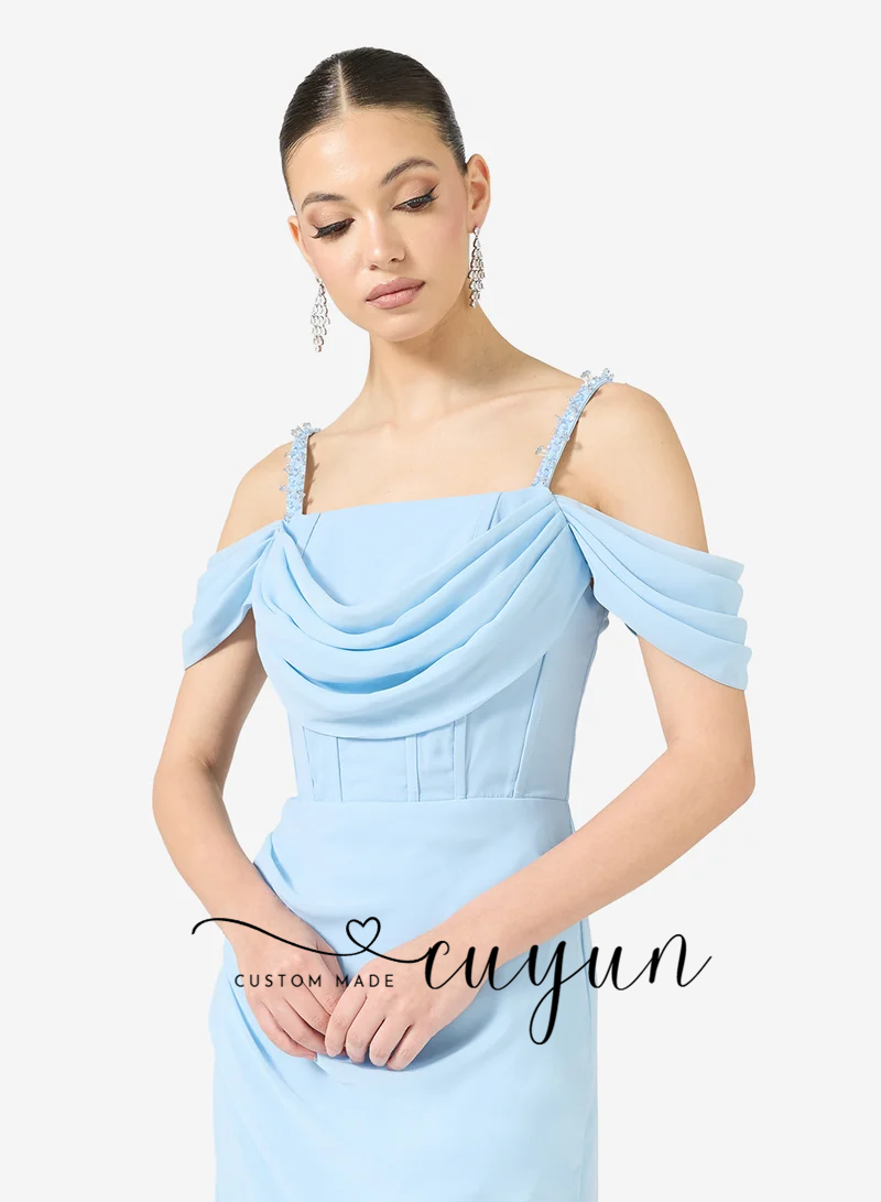 Gaun Malam Formal Biru Langit  - Women'S Formal Dinner Wear ulasan dan harga