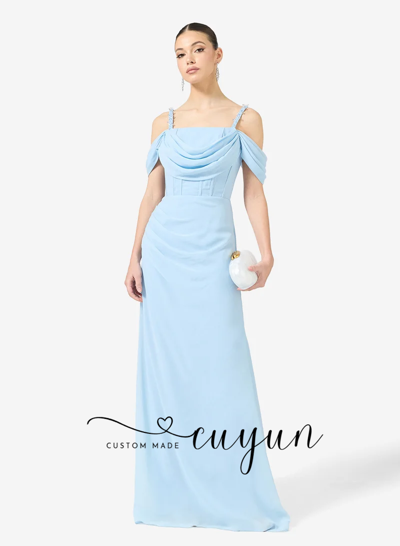 Gaun Malam Formal Biru Langit  - Women'S Formal Dinner Wear ulasan dan harga