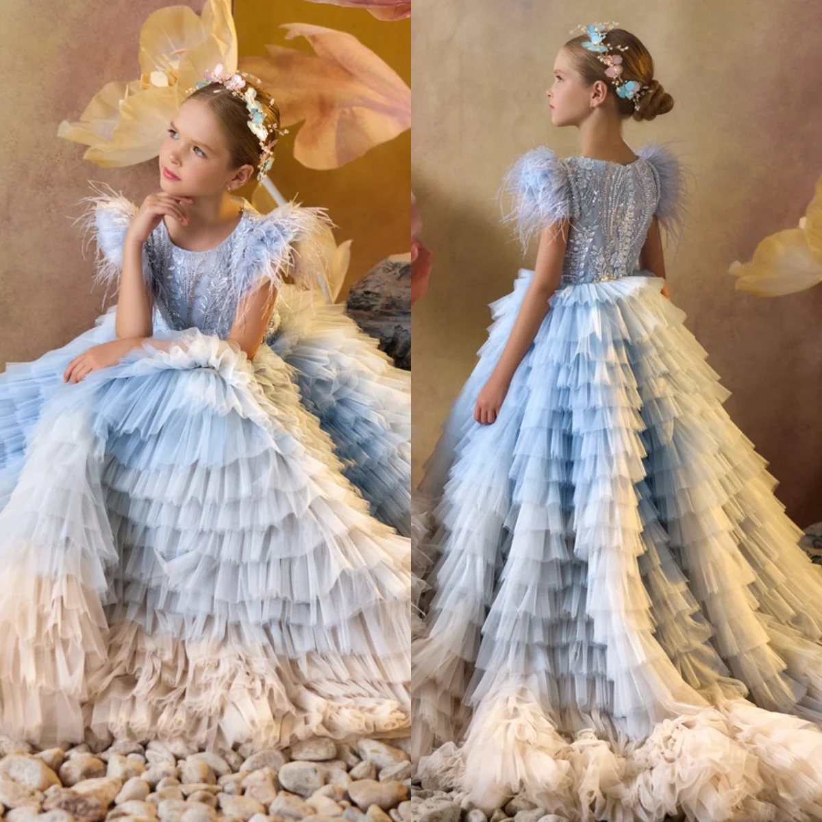 Gaun Gadis Bunga Biru Langit K - Women'S Formal Wear For Girls ulasan dan harga