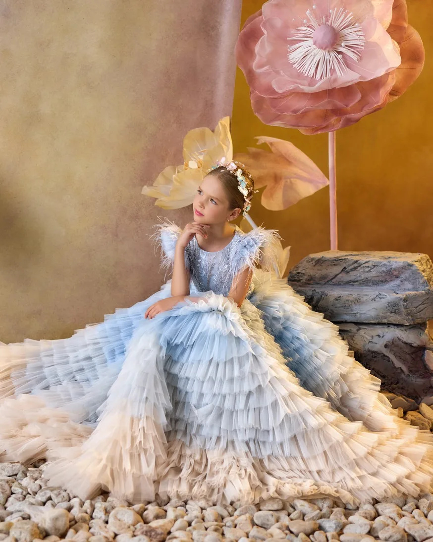 Gaun Gadis Bunga Biru Langit K - Women'S Formal Wear For Girls ulasan dan harga