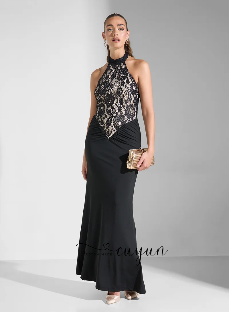 Gaun Malam Wanita CUYUN Hitam  - Women'S Formal Dinner Wear ulasan dan harga