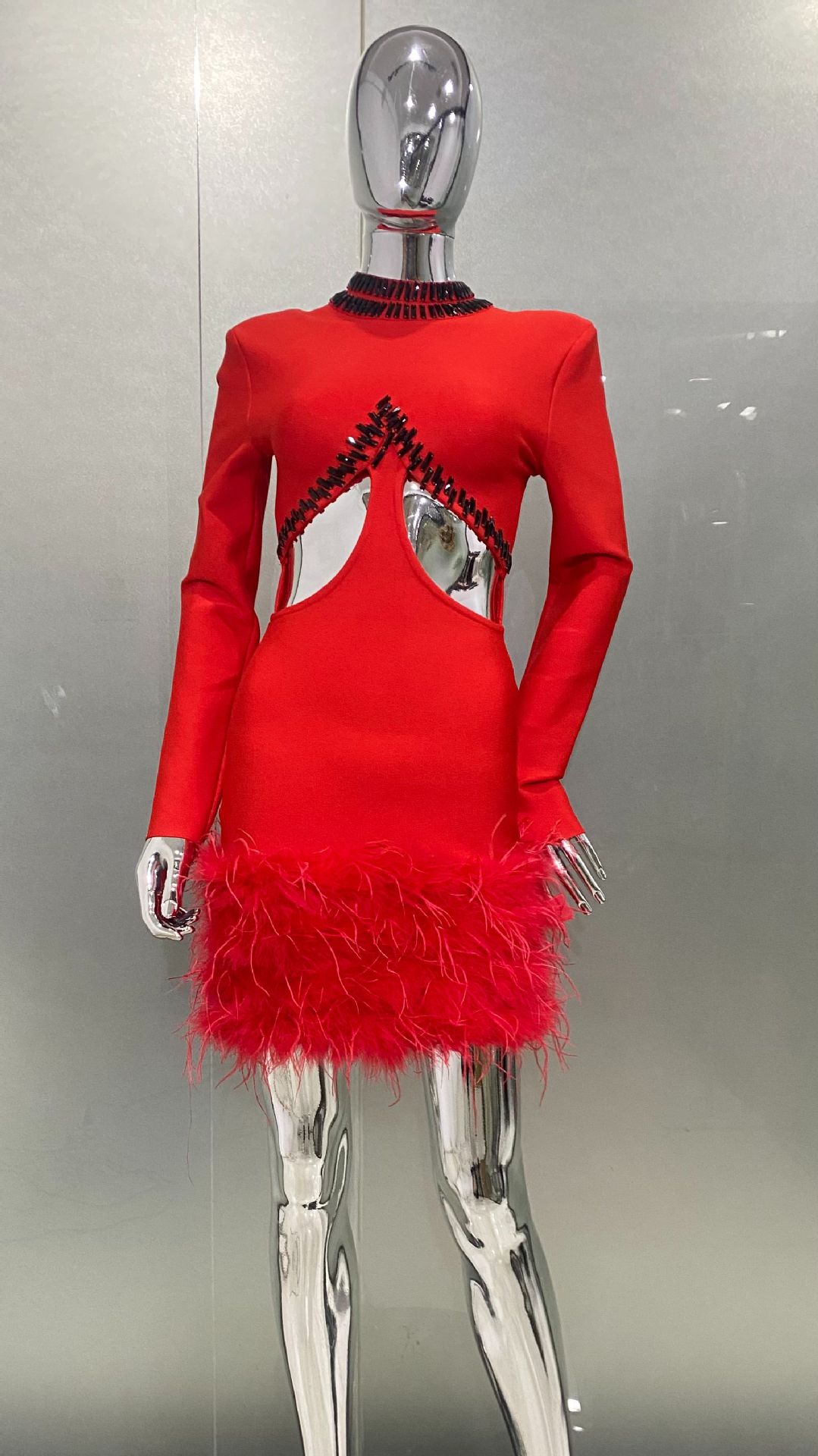 Gaun Pesta Mewah Bulu Burung U - Women'S Formal Dinner Wear ulasan dan harga