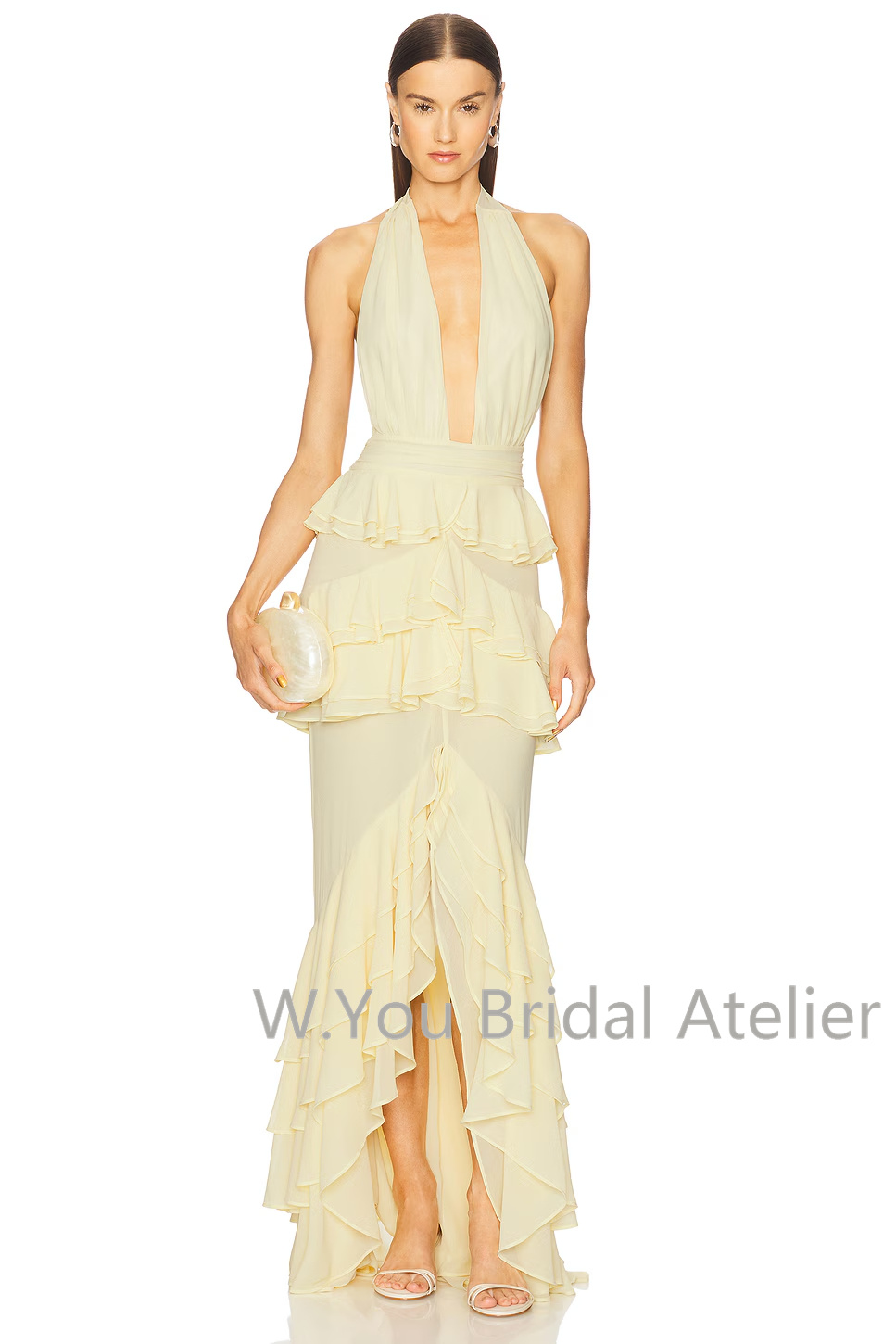 Gaun Malam Maxi dengan Kerah V - Women'S Formal Wear For Wedding Guest ulasan dan harga