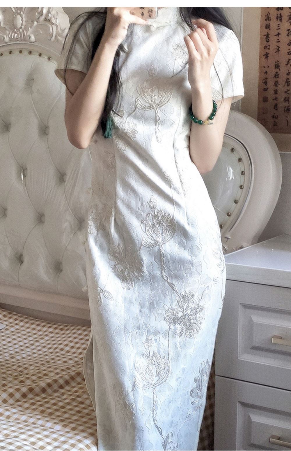 Gaun Qipao Putih Tren Retro Mu - Young Women'S Formal Wear ulasan dan harga