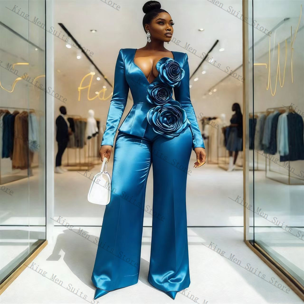Set Setelan Wanita Satin Biru  - Women'S Formal Wear For Wedding Guest ulasan dan harga