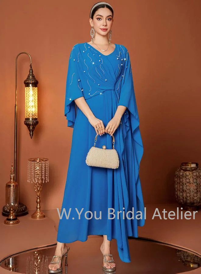 Gaun Malam Mewah V-neck Lengan - Women'S Formal Wear For Wedding Guest ulasan dan harga