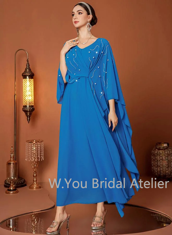 Gaun Malam Mewah V-neck Lengan - Women'S Formal Wear For Wedding Guest ulasan dan harga